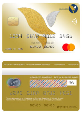 Fillable Cambodia Acleda bank mastercard Templates | Layer-Based PSD