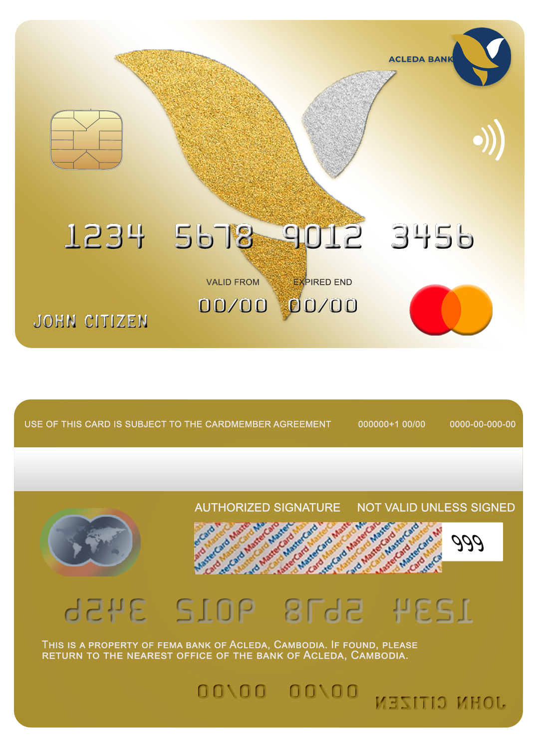 Fillable Cambodia Acleda bank mastercard Templates | Layer-Based PSD