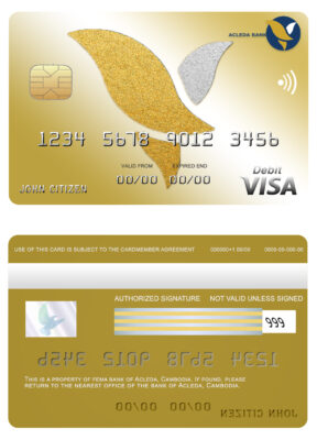 Editable Cambodia Acleda bank visa card Templates in PSD Format