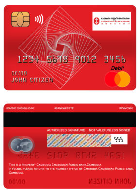 Editable Cambodia Cambodian Public bank mastercard debit card Templates