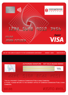Fillable Cambodia Cambodian Public bank visa card debit card Templates