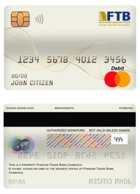 Editable Cambodia Foreign Trade Bank of Cambodia bank mastercard debit card Templates