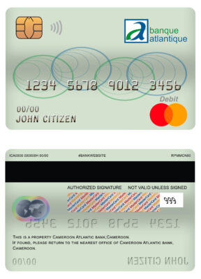 Editable Cameroon Atlantic bank mastercard debit card Templates