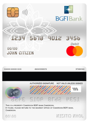 Editable Cameroon BGFI bank mastercard debit card Templates