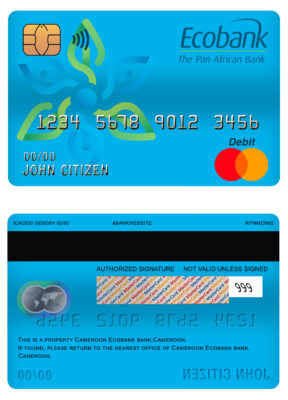 Editable Cameroon Ecobank bank mastercard debit card Templates