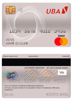 Editable Cameroon UBA bank mastercard debit card Templates