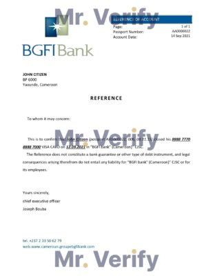Download Cameroon BGFI Bank Reference Letter Templates | Editable Word