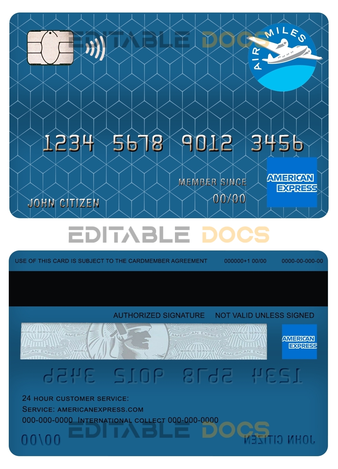 Editable Canada American Express Air Miles credit card Templates in PSD Format