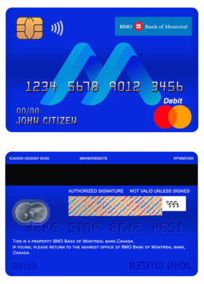 Fillable Canada BMO Bank of Montreal bank mastercard debit card Templates