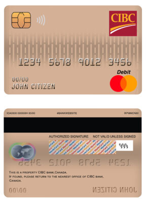 Fillable Canada CIBC bank mastercard debit card Templates