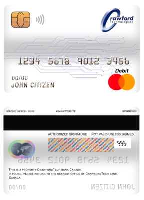 Editable Canada CrawfordTech bank mastercard debit card Templates