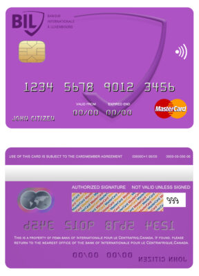 Fillable Canada Internationale pour le Centrafrique bank mastercard Templates | Layer-Based PSD
