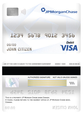 Fillable Canada JP Morgan Chase bank visa card debit card Templates