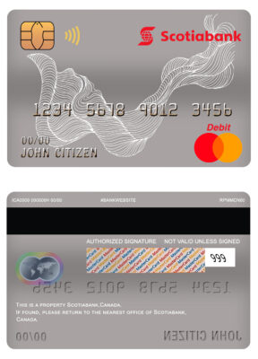 Fillable Canada Scotiabank bank mastercard debit card Templates