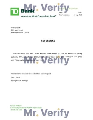 Download Canada TD Bank Reference Letter Templates | Editable Word