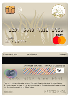Fillable Central African Republic Bank of Central African States (BEAC) bank mastercard debit card Templates