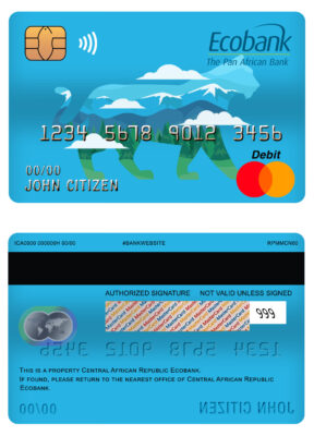 Fillable Central African Republic Ecobank mastercard debit card Templates