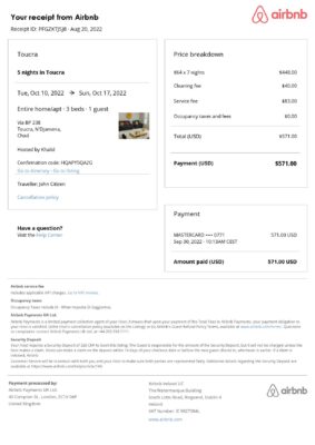 Customizable Chad Airbnb Reservation Template | Word & PDF Formats