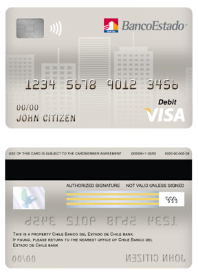 Editable Chile Banco del Estado de Chile bank visa card debit card Templates