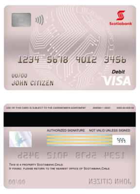 Editable Chile Scotiabank bank visa card debit card Templates