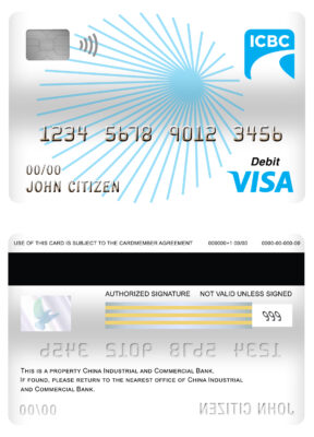 Editable China Industrial and Commercial Bank of China bank visa card debit card Templates
