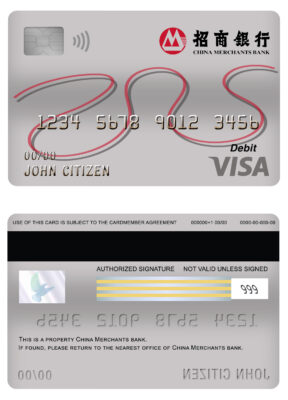 Editable China Merchants bank visa card debit card Templates