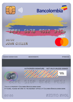 Fillable Colombia Bancolombia bank mastercard debit card Templates