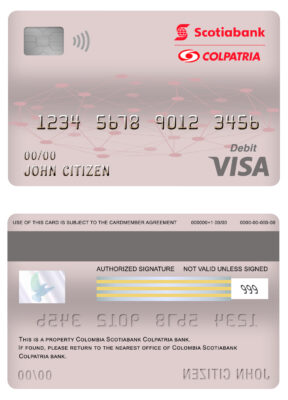 Fillable Colombia Scotiabank Colpatria bank visa card debit card Templates