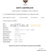 Authentic Colombia Birth Certificate Template | Customize and Download Online