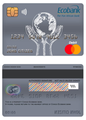 Editable Congo Ecobank bank mastercard debit card Templates