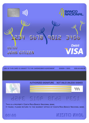 Editable Costa Rica Banco Nacional de Costa Rica visa card debit card Templates