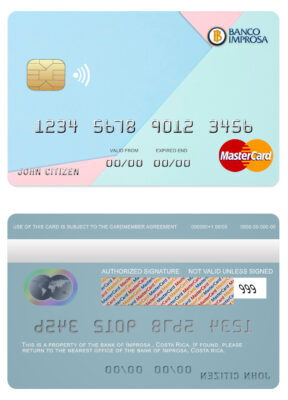 Fillable Costa Rica Improsa bank mastercard credit card Templates | Layer-Based PSD