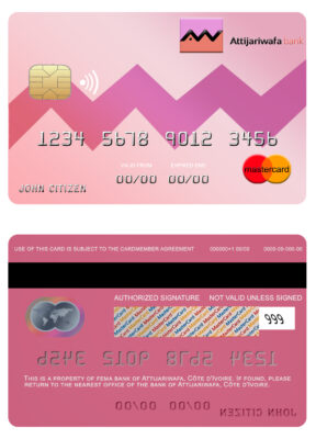 Fillable Côte d’Ivoire Attijariwafa bank mastercard credit card Templates | Layer-Based PSD