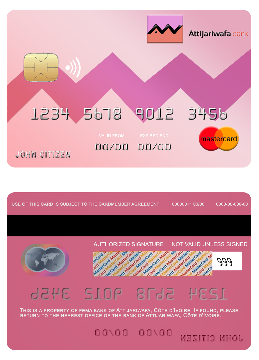 Fillable Côte d’Ivoire Attijariwafa bank mastercard credit card Templates | Layer-Based PSD