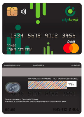 Fillable Croatia OTP bank mastercard debit card Templates