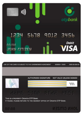Editable Croatia OTP bank visa card debit card Templates