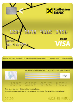 Editable Croatia Raiffeisen bank visa card debit card Templates