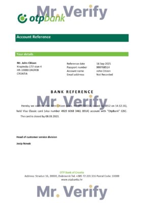Download Croatia OTP Bank Reference Letter Templates | Editable Word