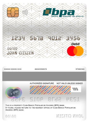Fillable Cuba Banco Popular de Ahorro (BPA) bank mastercard debit card Templates