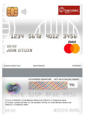 Fillable Cuba Bandec Banco de Credito y Comercio bank mastercard debit card Templates