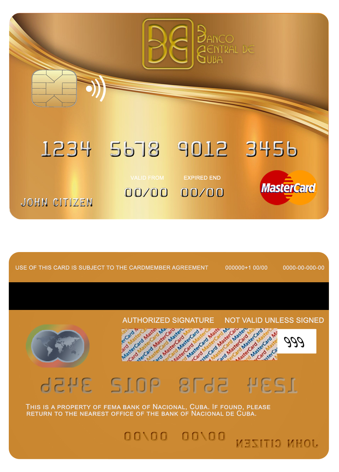 Fillable Cuba Nacional bank mastercard credit card Templates | Layer-Based PSD