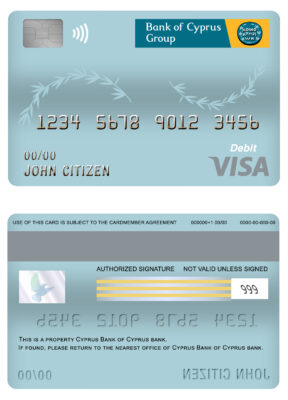 Editable Cyprus Bank of Cyprus bank visa card debit card Templates