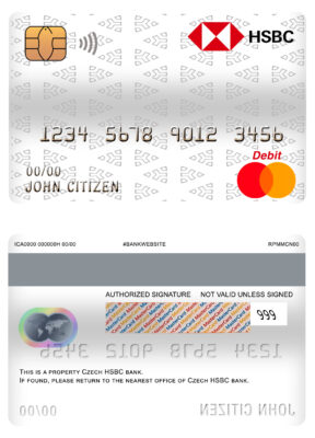 Fillable Czech HSBC bank mastercard debit card Templates