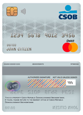 Editable Czech Republic Československá Obchodní bank mastercard debit card Templates