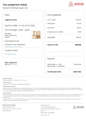 Editable Czechia Hotel Booking Form Template | Fillable PDF