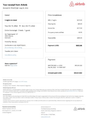 Editable Denmark Hotel Booking Form Template | Fillable PDF