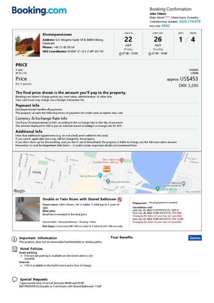 Customizable Denmark Airbnb Reservation Template | Word & PDF Formats
