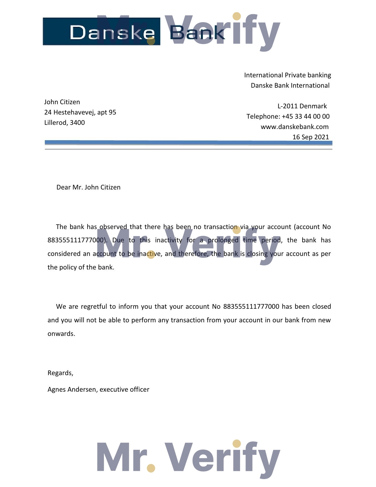 Download Denmark Danskebank Bank Reference Letter Templates | Editable Word