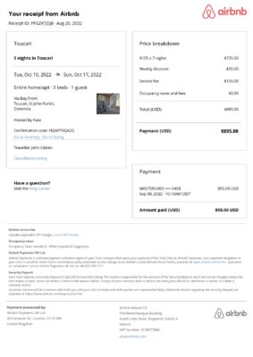 Editable Dominica Hotel Booking Form Template | Fillable PDF