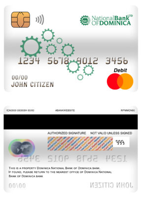 Editable Dominica National Bank of Dominica mastercard debit card Templates